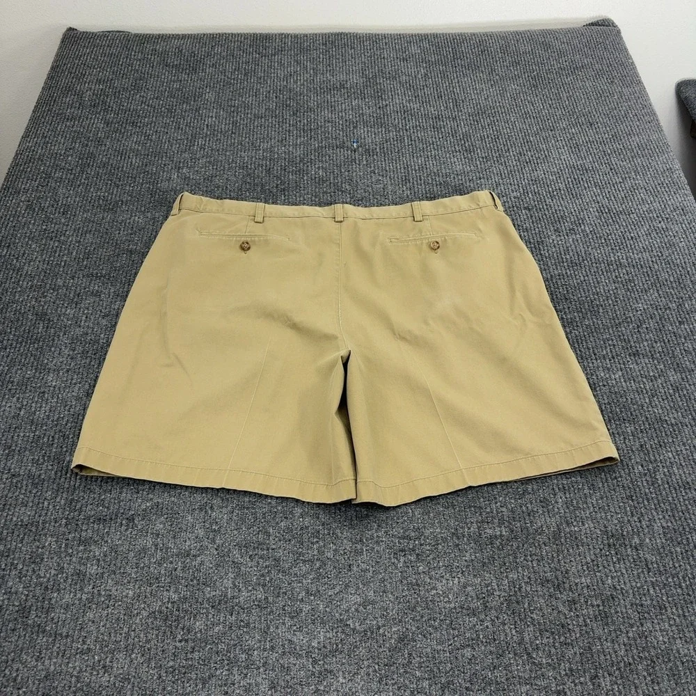 LL Bean Shorts Mens 44 Khaki Cotton Pleated Comfort Waist Casual Classic Style